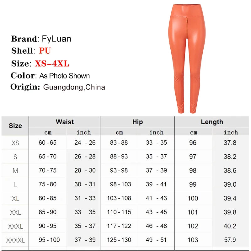 Double Zipper Leather Leggings