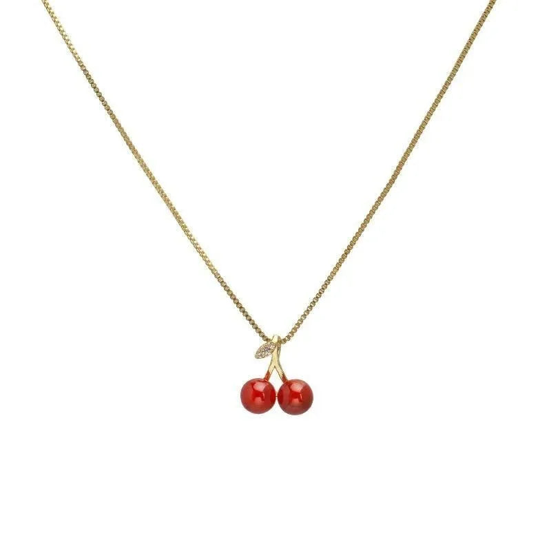 New Wine Red Cherry Gold Color Pendant