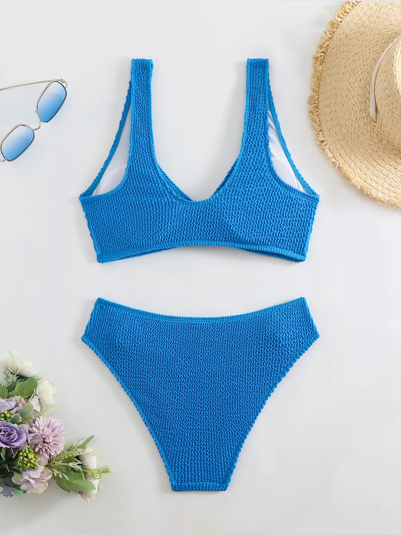 2 Piece Swimsuit Solid Color