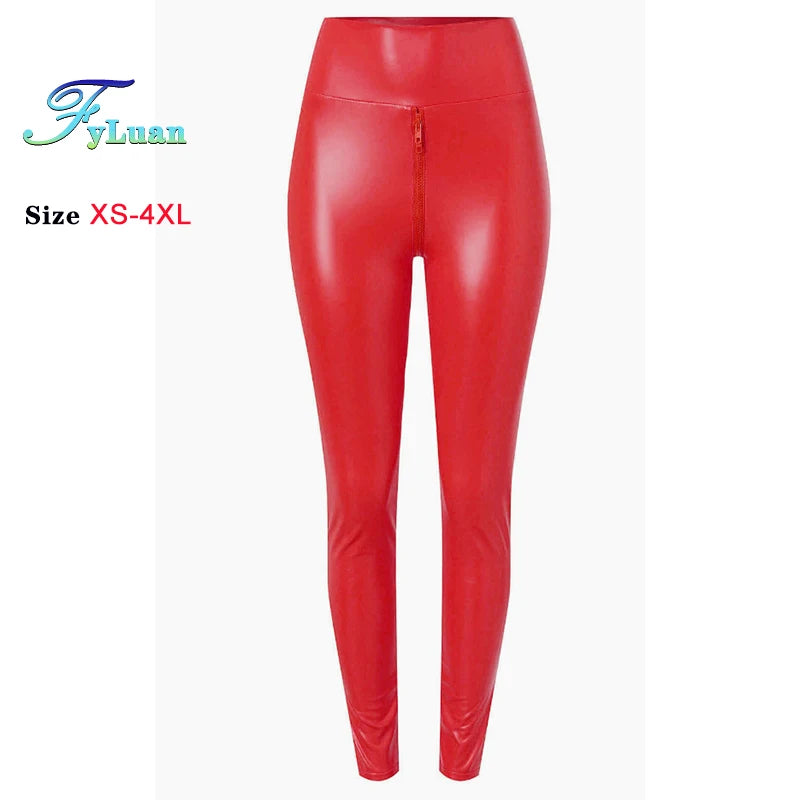 Double Zipper Leather Leggings