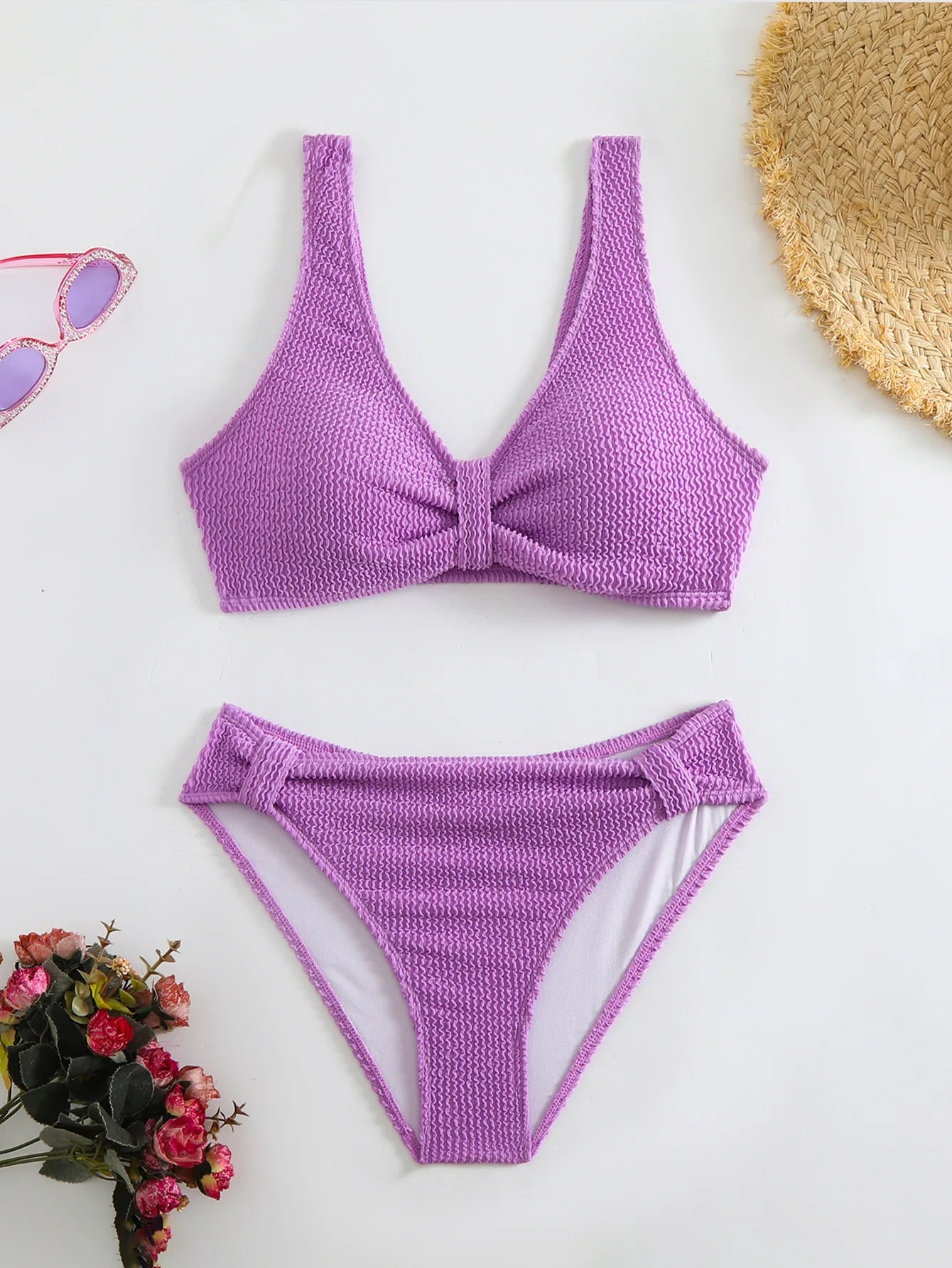 2 Piece Swimsuit Solid Color