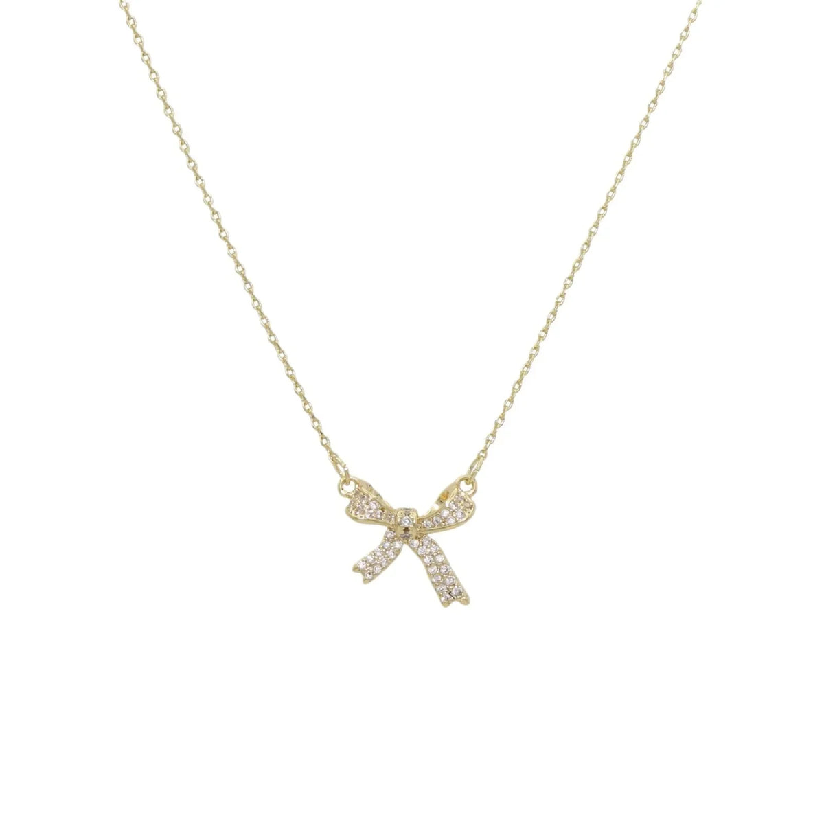 Exquisite Copper Inlaid Zirconia Bow Pendant