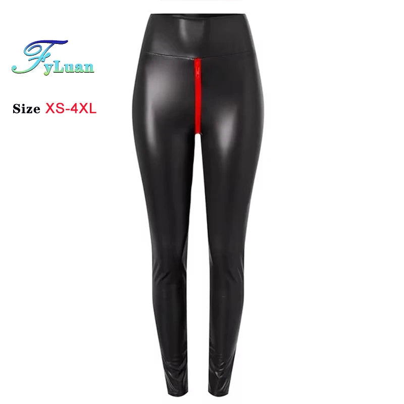 Double Zipper Leather Leggings