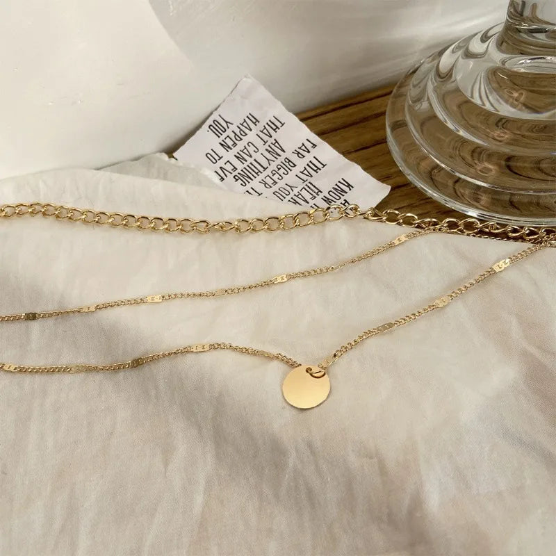 Crystal Zircon Heart Star Charm Multilayer Pendant