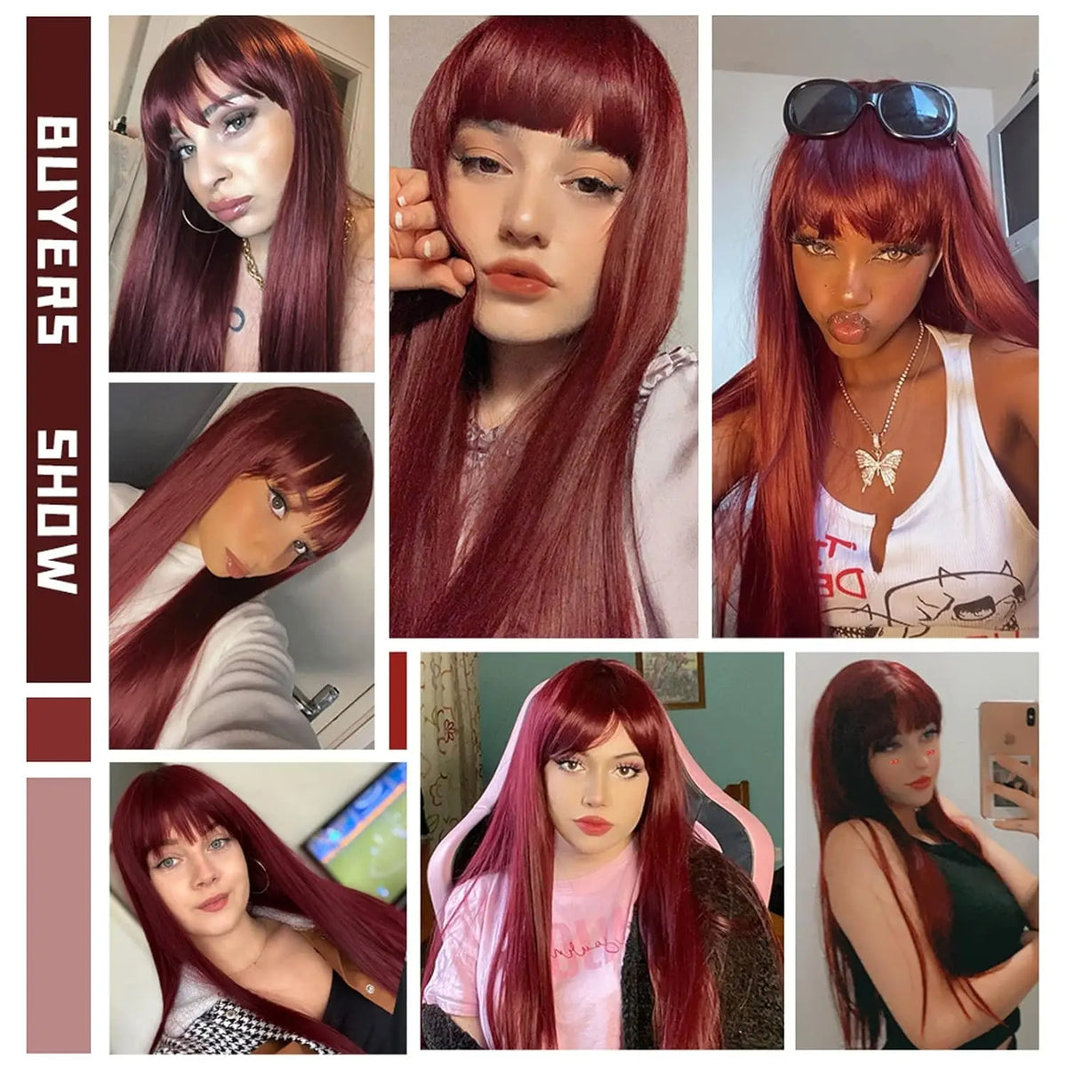 Light Wine Red Synthetic Wigs