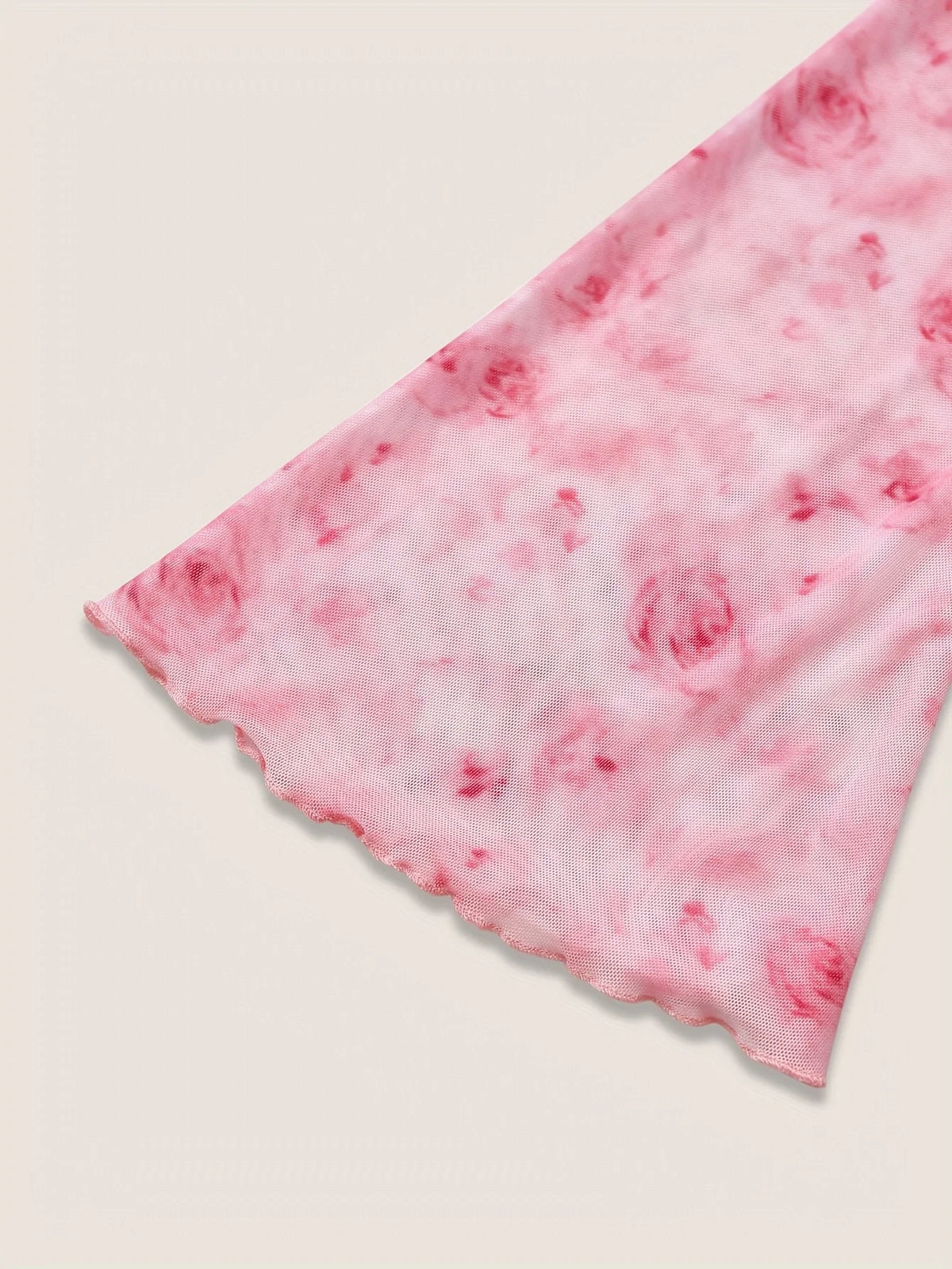 Floral Printed Sweet V-Neck Mesh Top