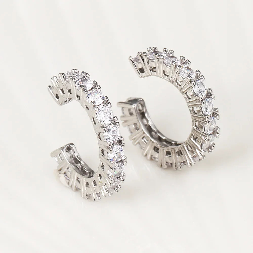 2Pcs Full Rhinestone Zircon Ear Cuff