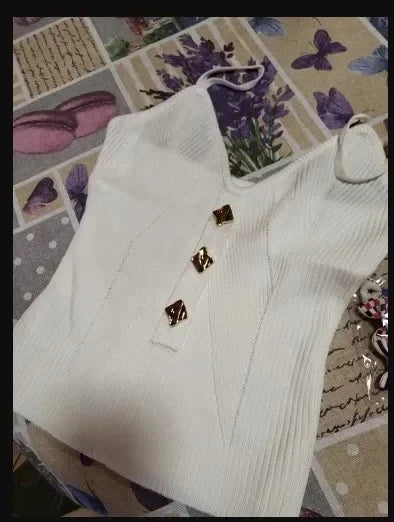 Cross-Knit Suspender French Style Top