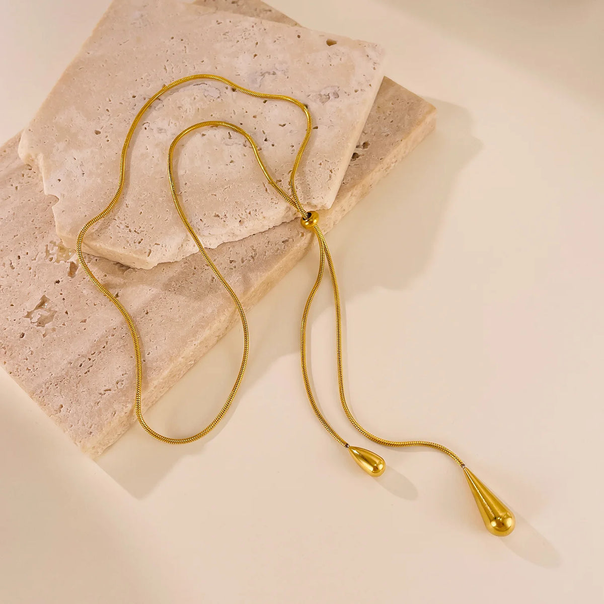 Gold Color Stainless Steel Water Drop Tassel Pendant
