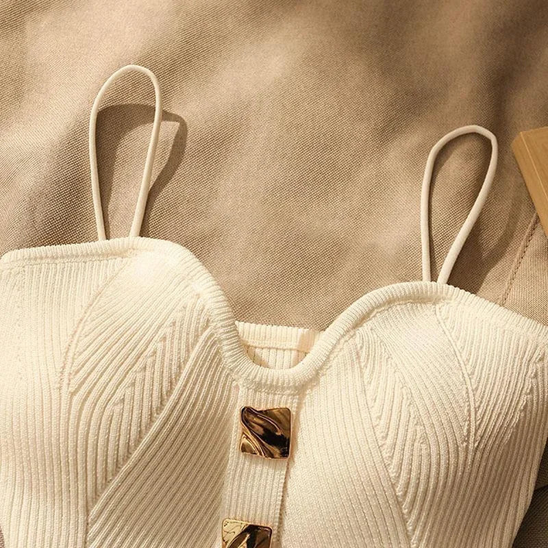 Cross-Knit Suspender French Style Top