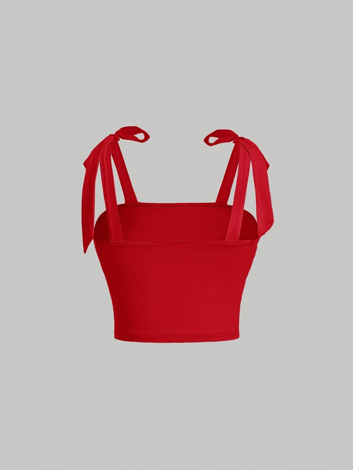 Solid Tie Shoulder Wide Strap Crop Top