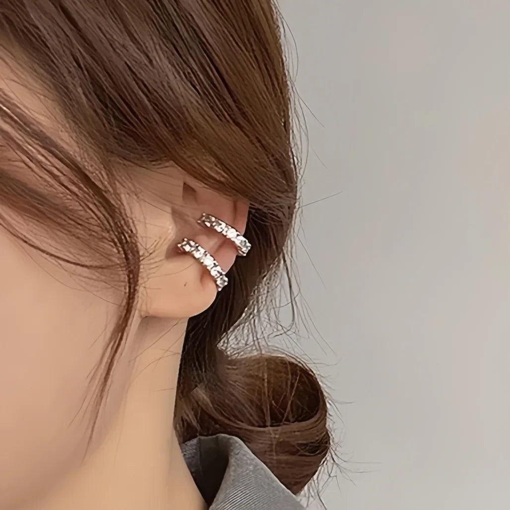 2Pcs Full Rhinestone Zircon Ear Cuff