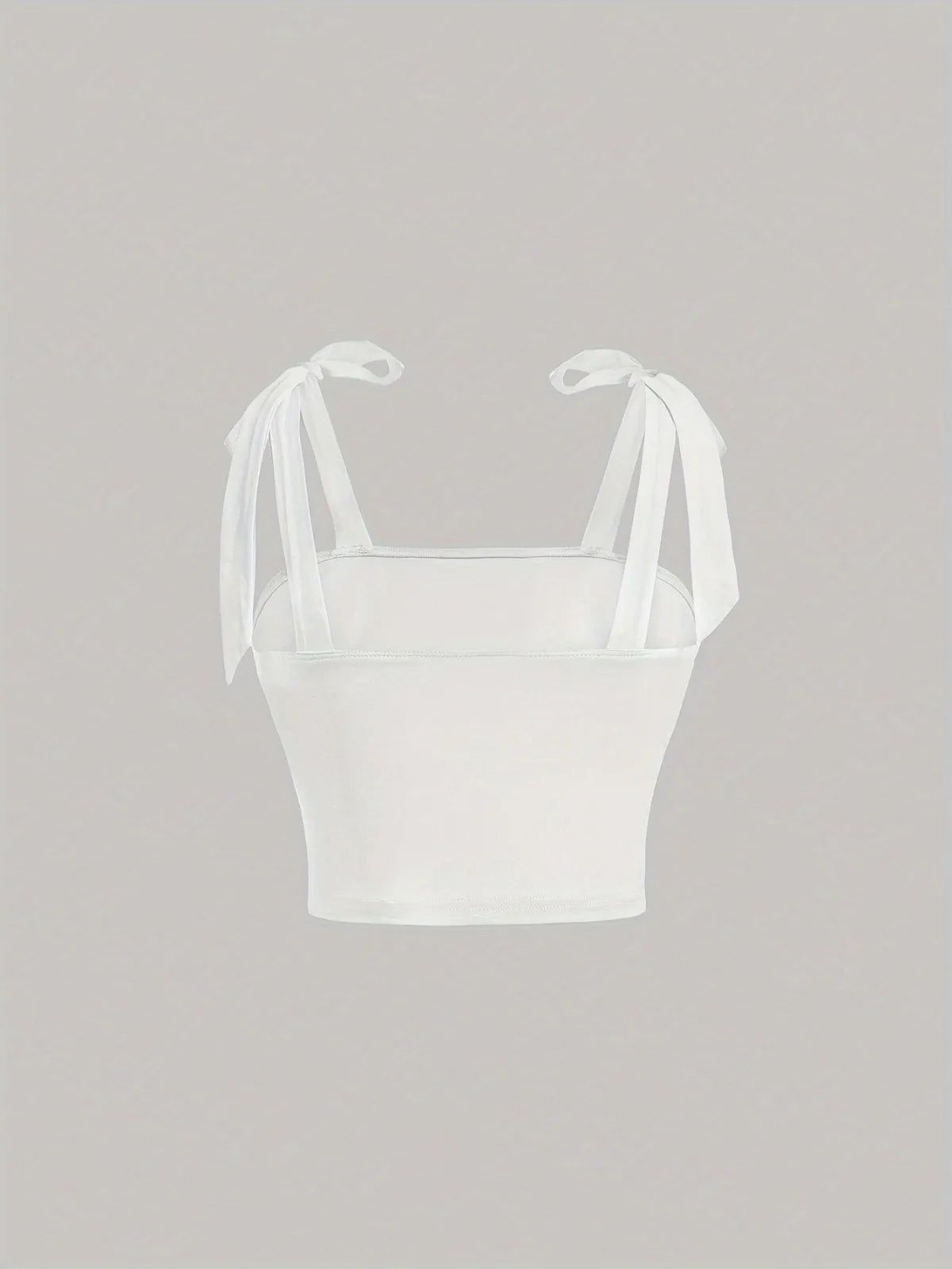 Solid Tie Shoulder Wide Strap Crop Top