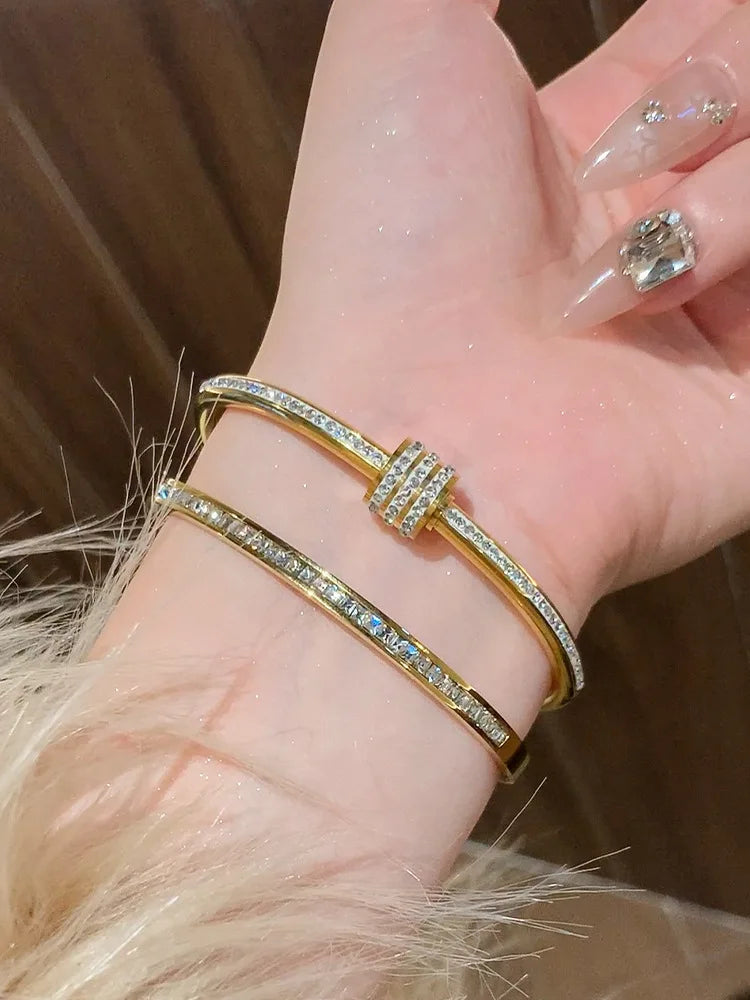 Titanium Steel Gold Silver Color Bangles