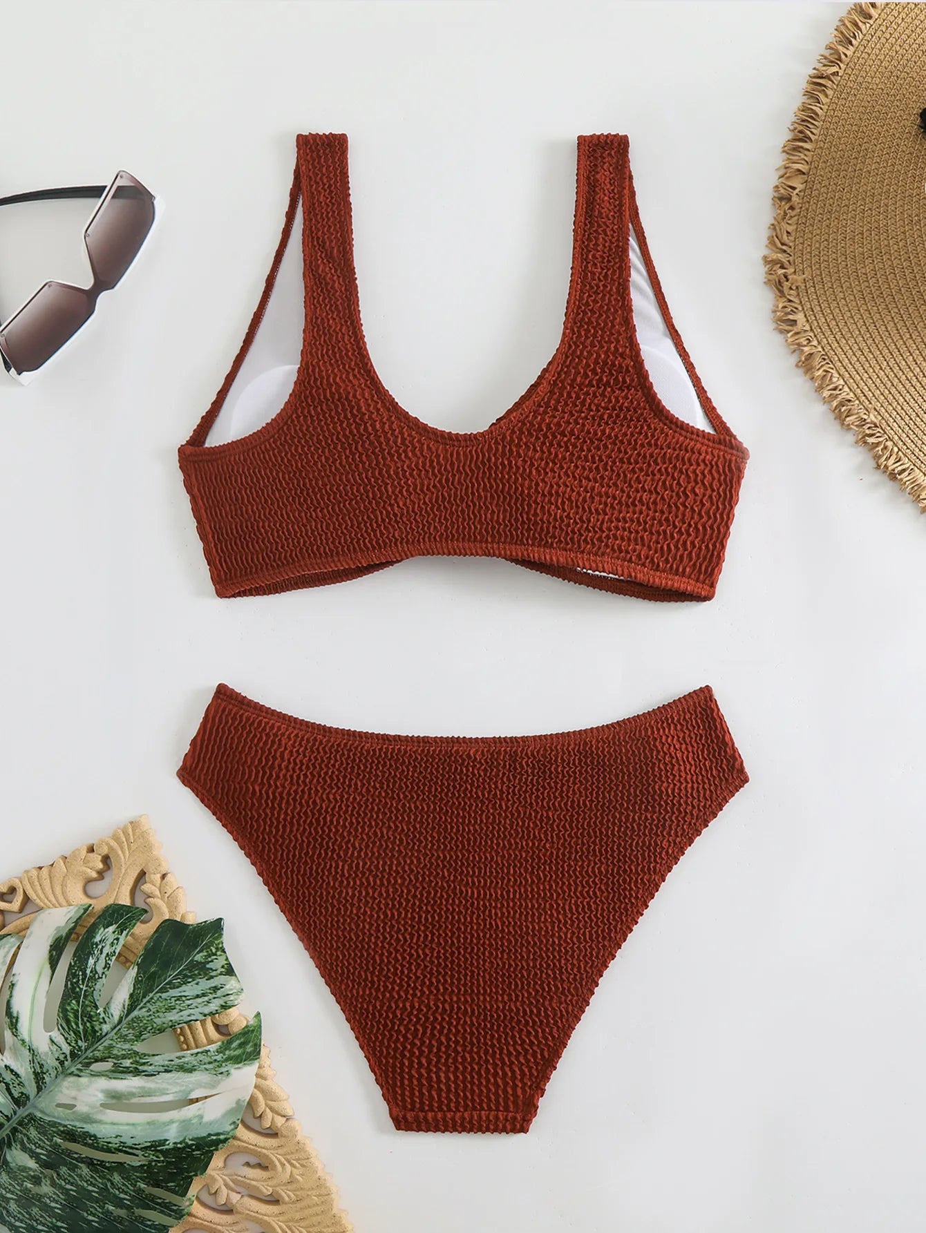 2 Piece Swimsuit Solid Color