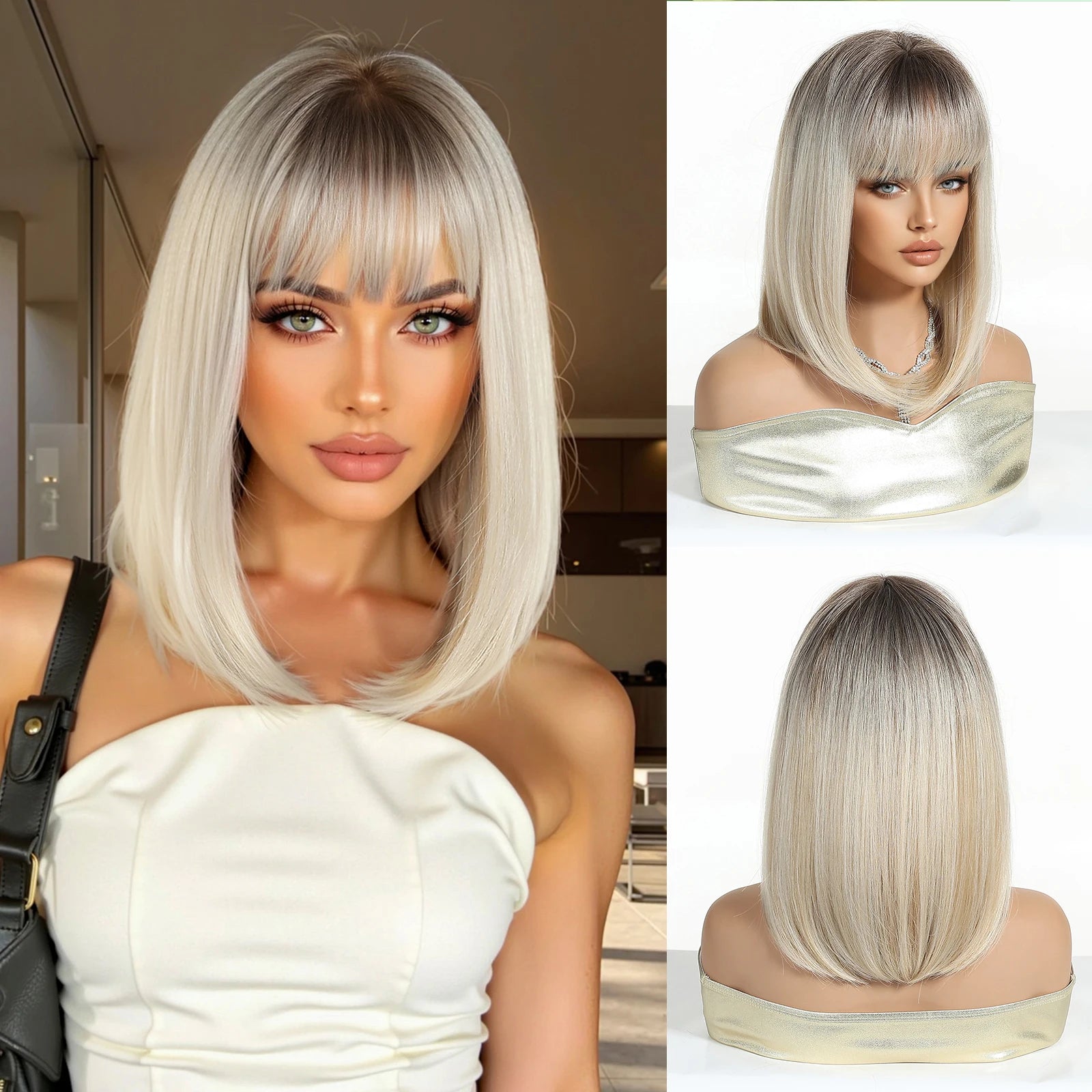 Glamora Short Straight Bob Hair Wigs