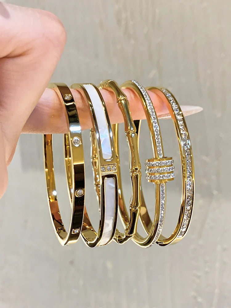 Titanium Steel Gold Silver Color Bangles