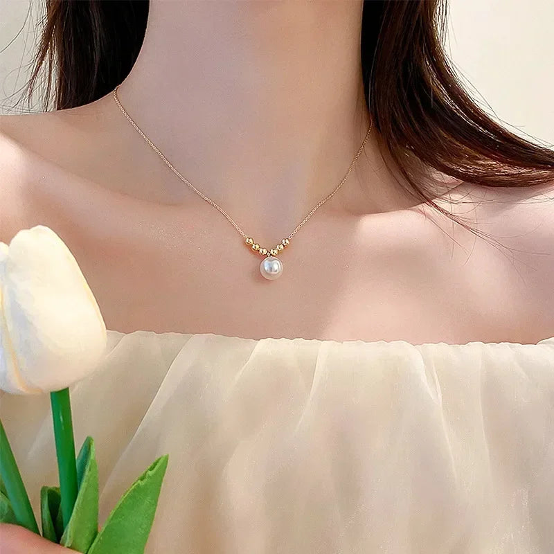 Gold Color Stainless Steel Water Drop Tassel Pendant