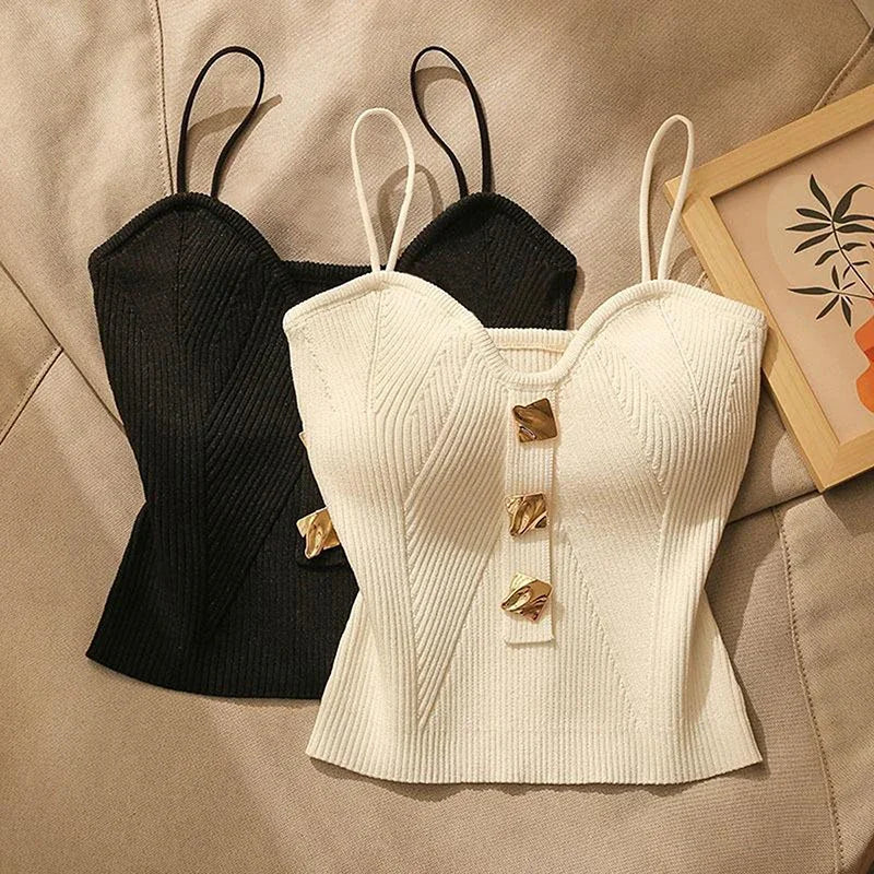Cross-Knit Suspender French Style Top