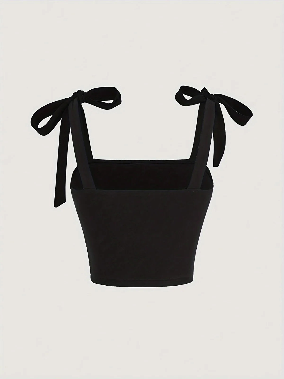 Solid Tie Shoulder Wide Strap Crop Top