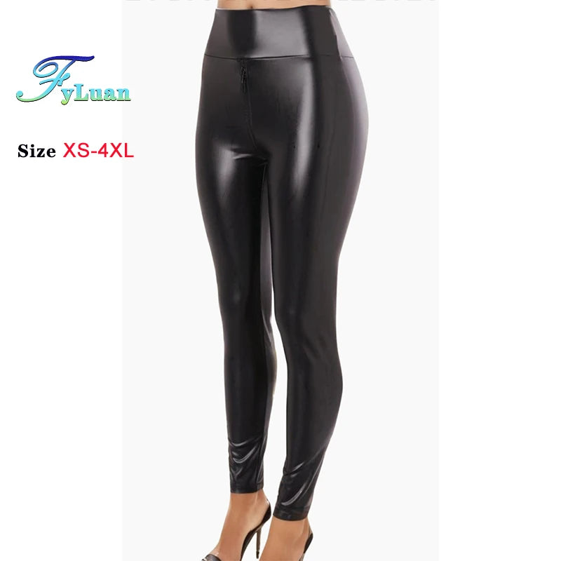 Double Zipper Leather Leggings
