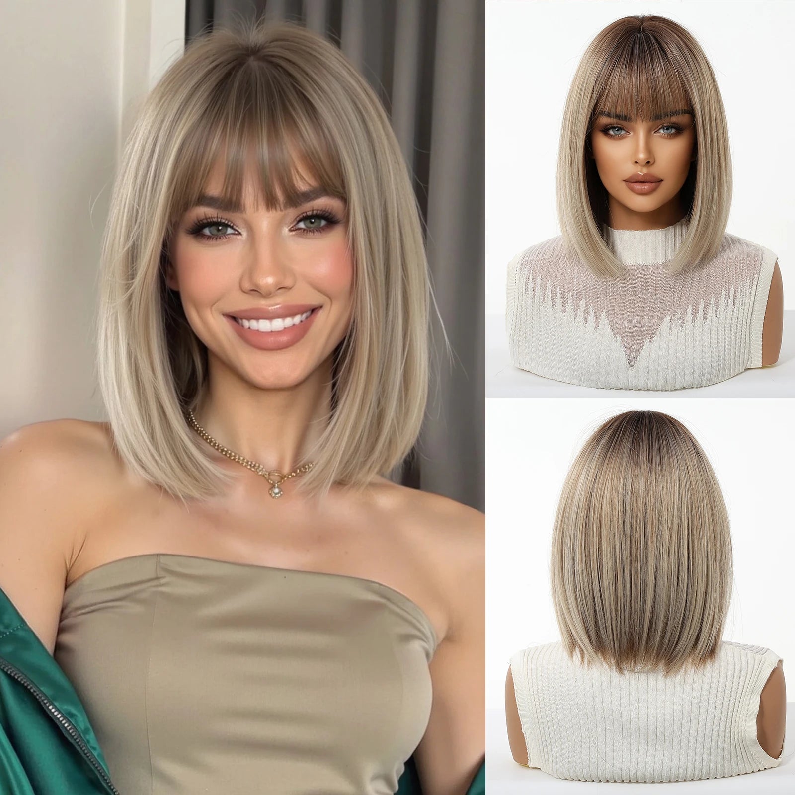 Glamora Short Straight Bob Hair Wigs