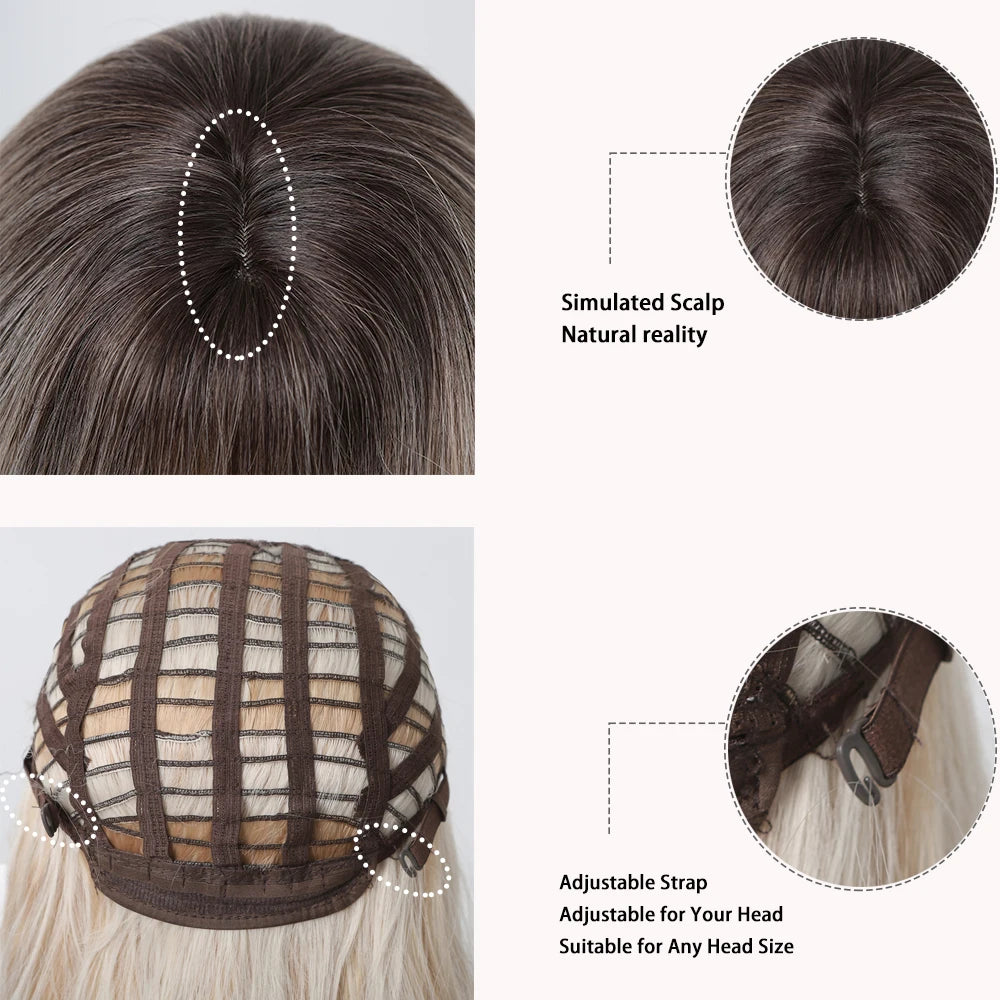 Long Blonde Ombre Brown Synthetic Wigs