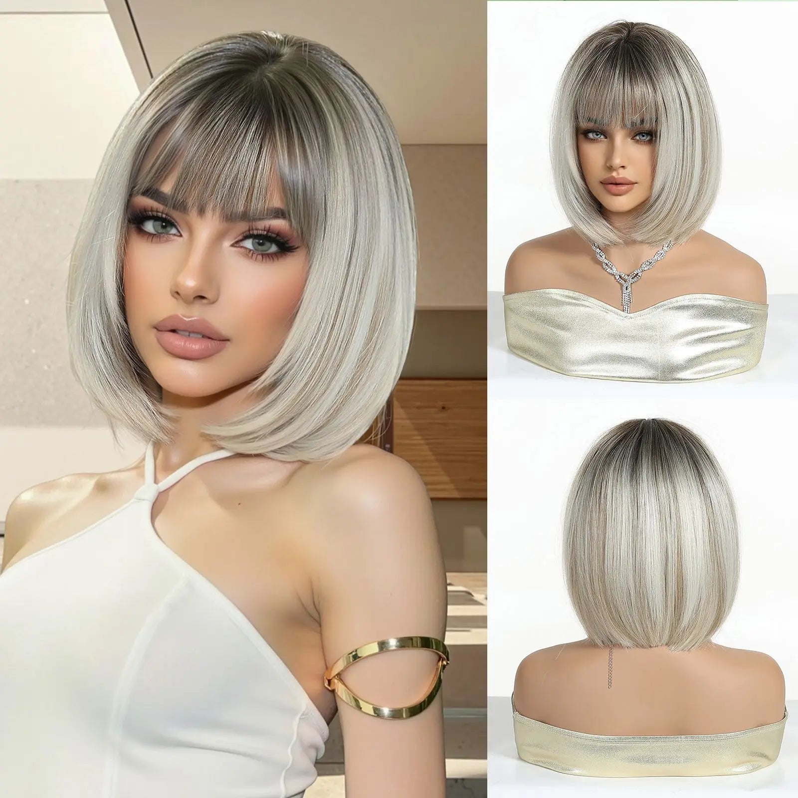 Glamora Short Straight Bob Hair Wigs