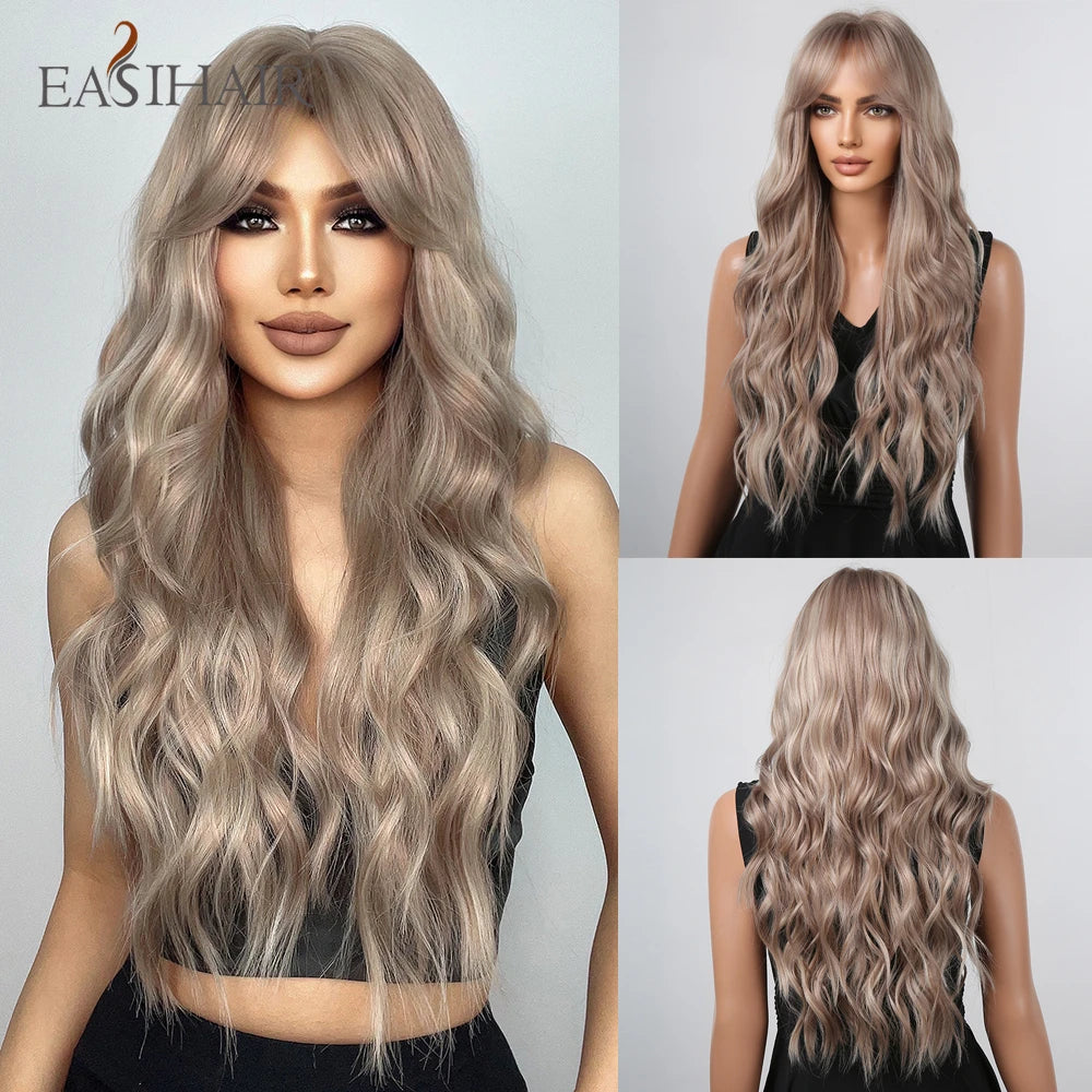 Long Blonde Ombre Brown Synthetic Wigs