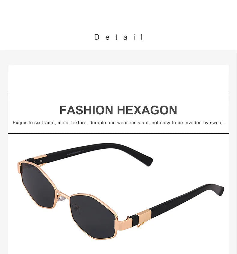 Retro Small Frame Hexagon Sunglasses