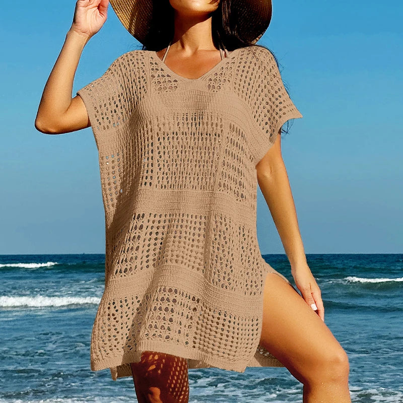 Knitting V-Neck Bikini Cover-Ups