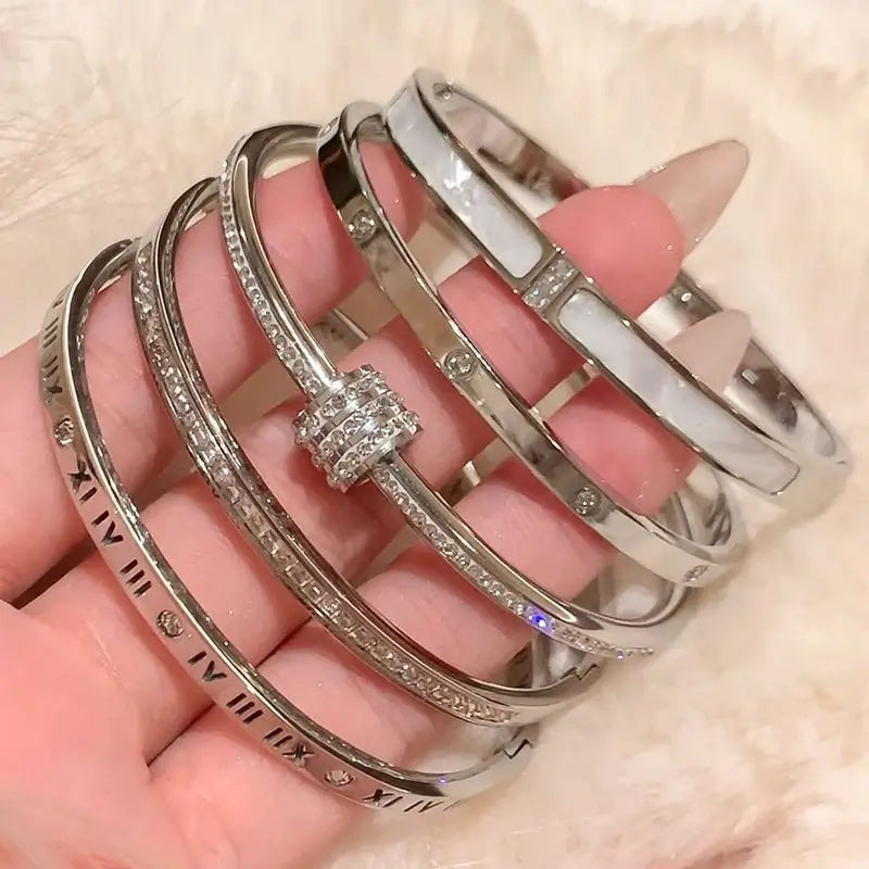 Titanium Steel Gold Silver Color Bangles