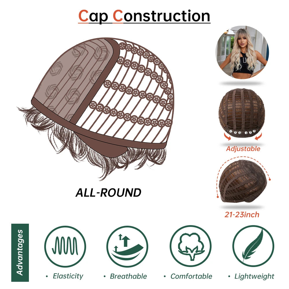 Long Blonde Ombre Brown Synthetic Wigs