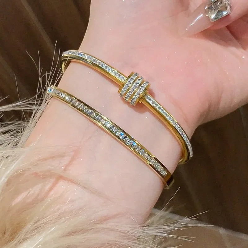 Titanium Steel Gold Silver Color Bangles