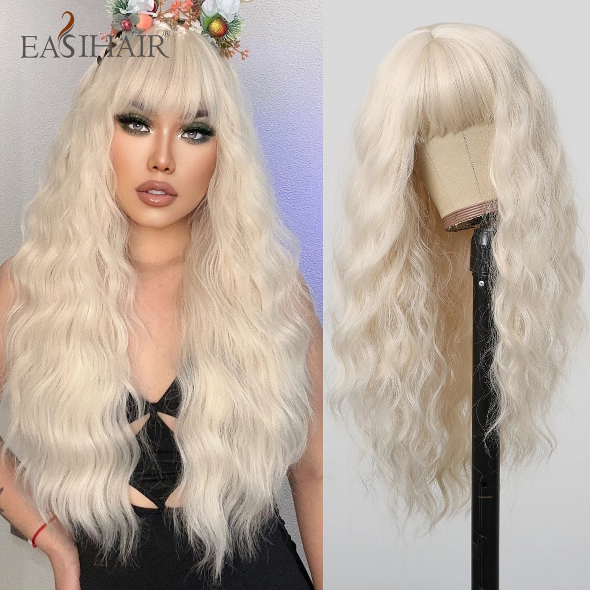 Long Blonde Ombre Brown Synthetic Wigs