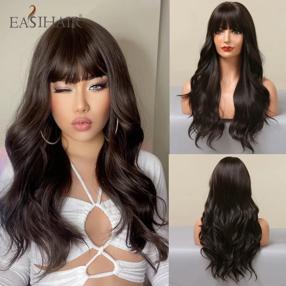 Long Blonde Ombre Brown Synthetic Wigs
