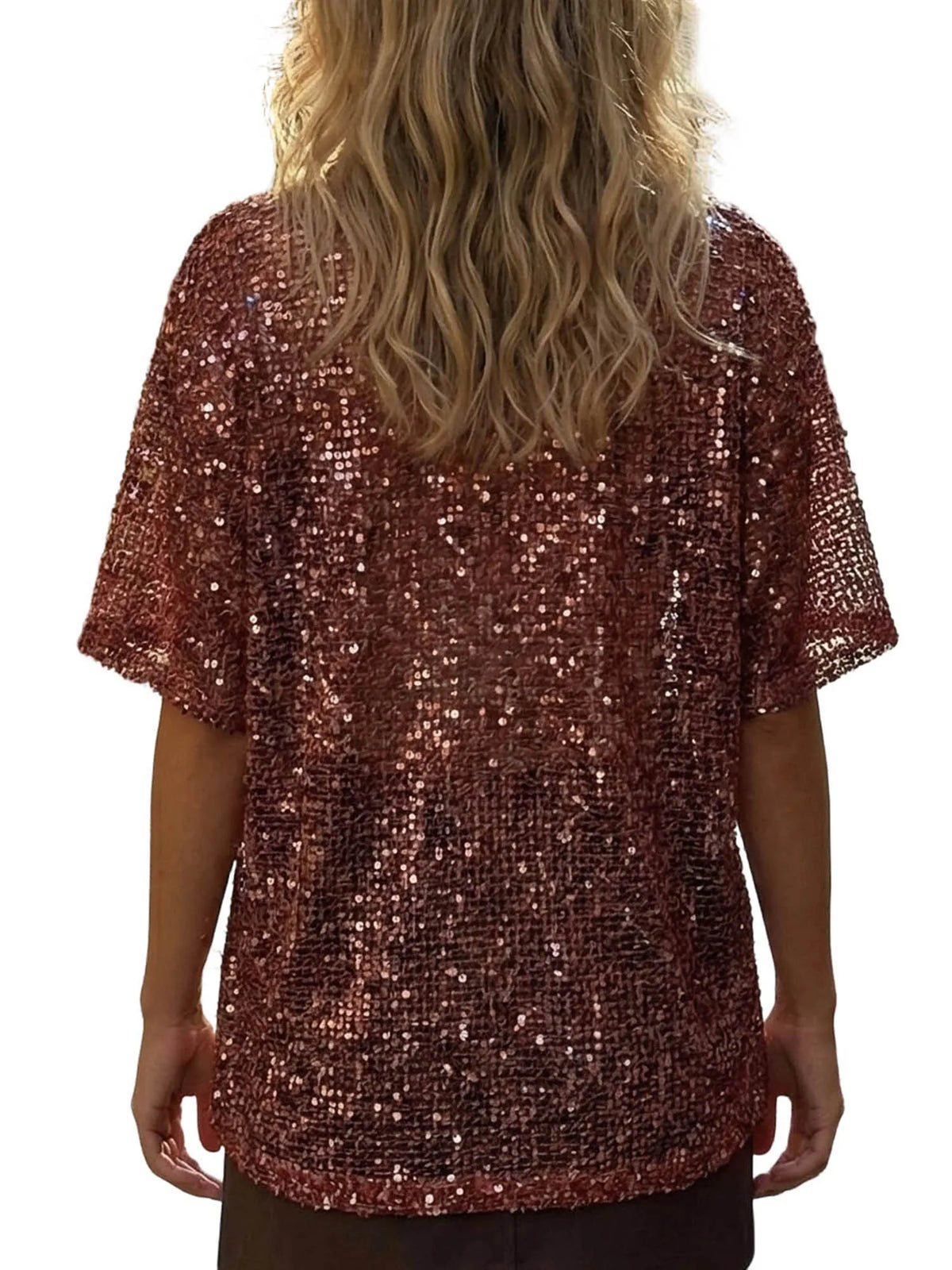 Women's Glitter Sequin Mesh Top