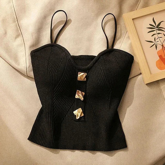 Cross-Knit Suspender French Style Top