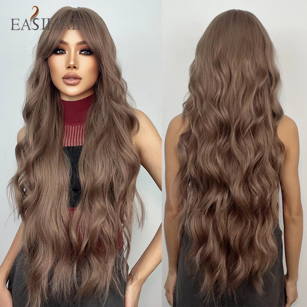 Long Blonde Ombre Brown Synthetic Wigs