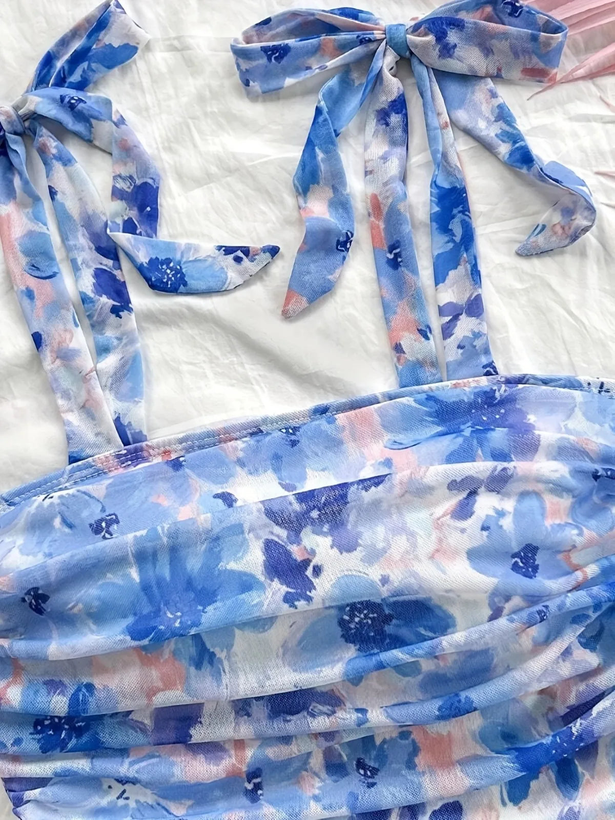 Solid Tie Shoulder Wide Strap Crop Top