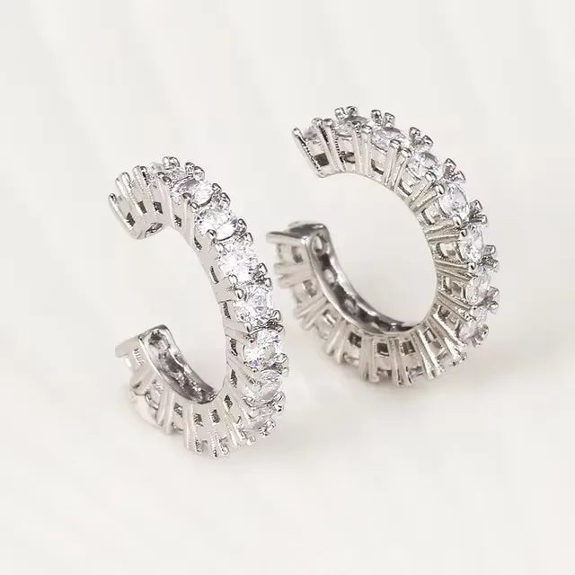 2Pcs Full Rhinestone Zircon Ear Cuff