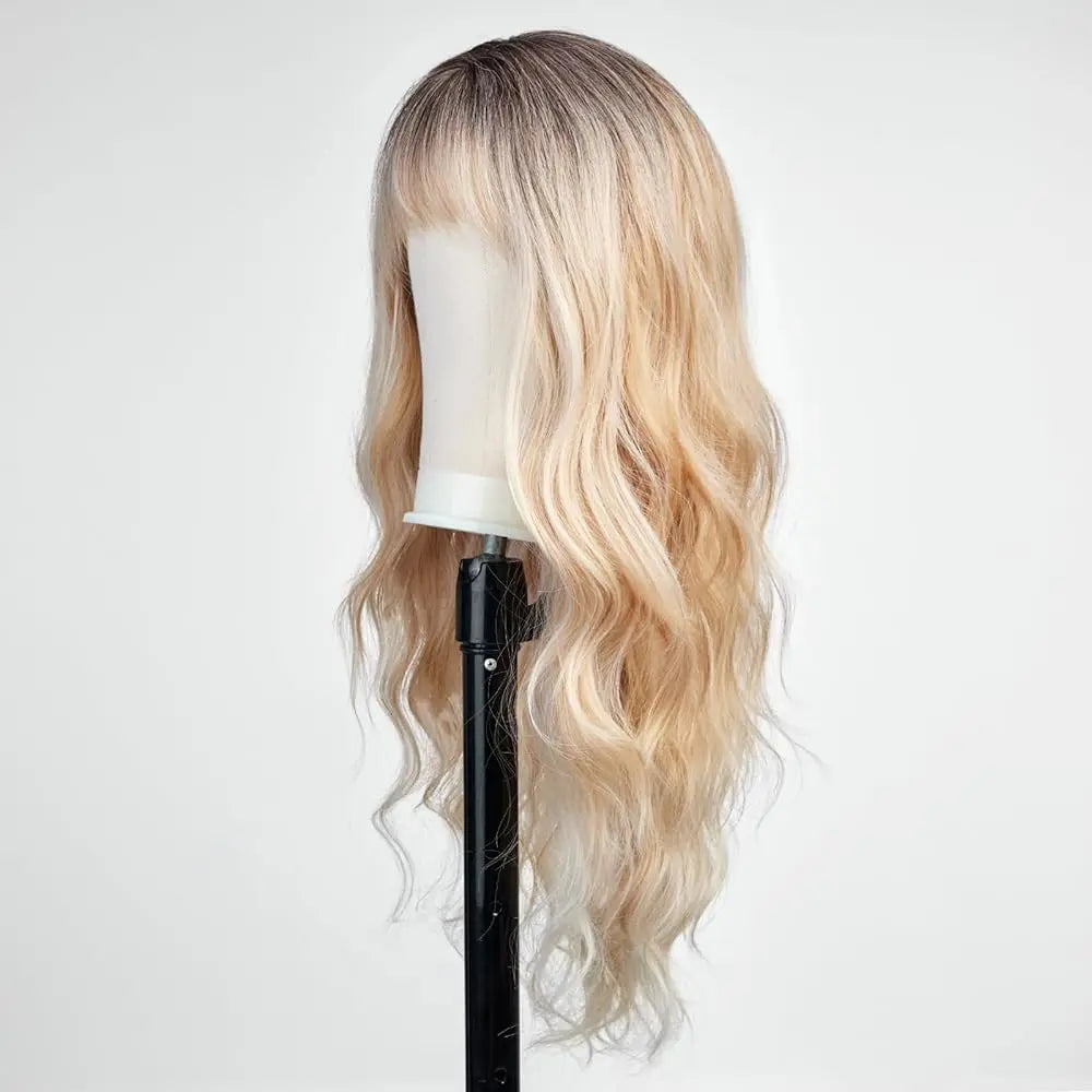 Long Blonde Ombre Brown Synthetic Wigs