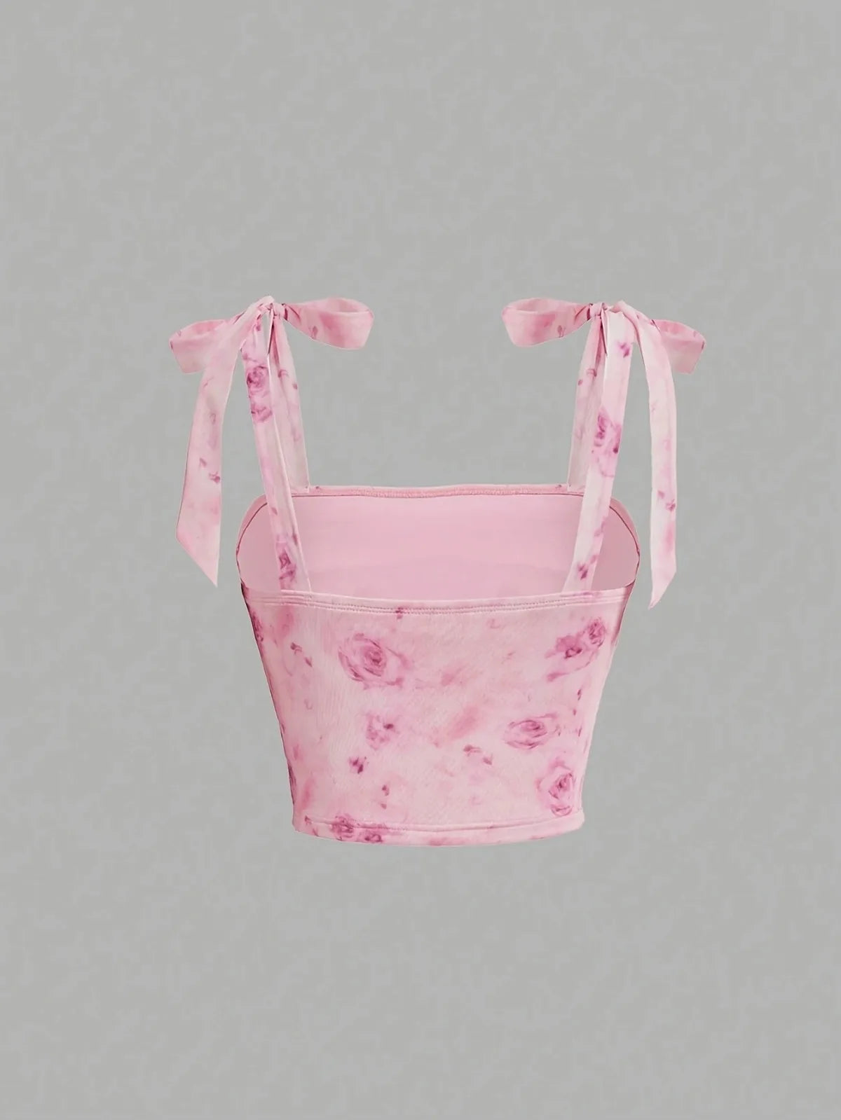 Solid Tie Shoulder Wide Strap Crop Top