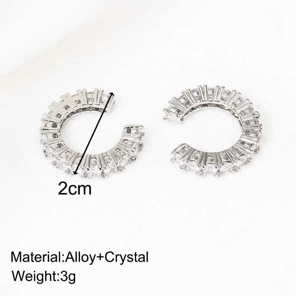 2Pcs Full Rhinestone Zircon Ear Cuff
