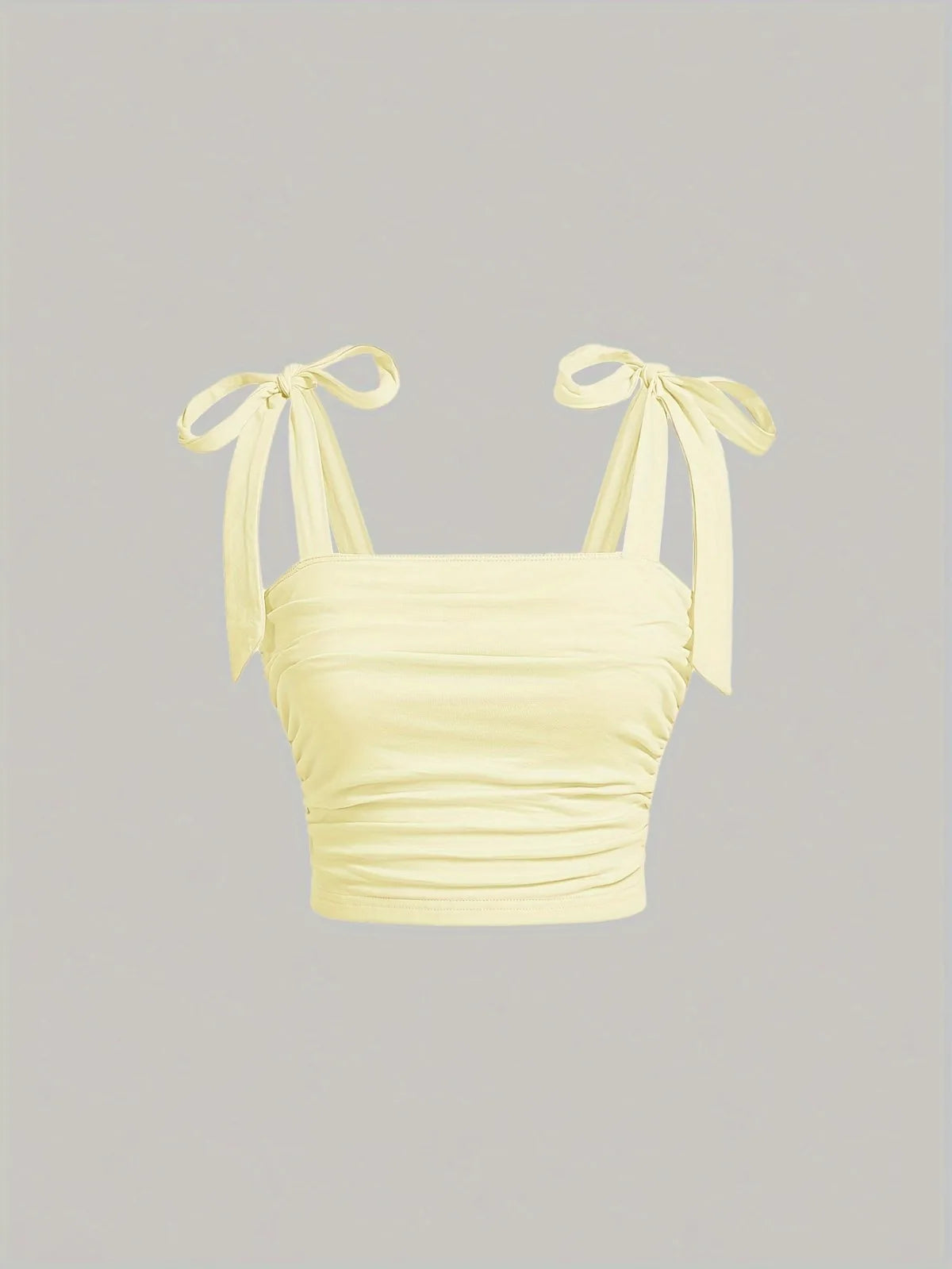 Solid Tie Shoulder Wide Strap Crop Top