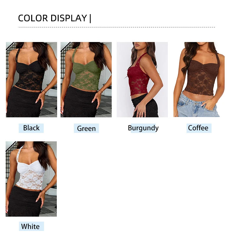 Sleeveless Lace-Trimmed Fitted T-Shirt