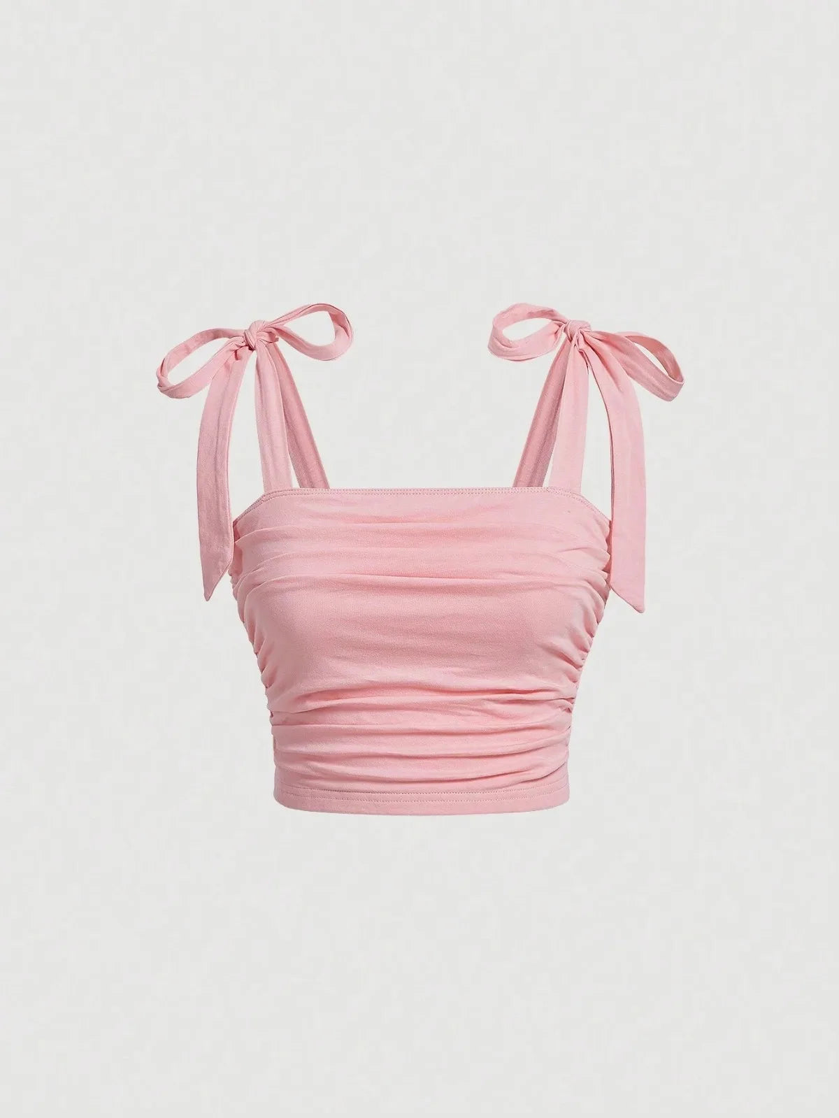 Solid Tie Shoulder Wide Strap Crop Top