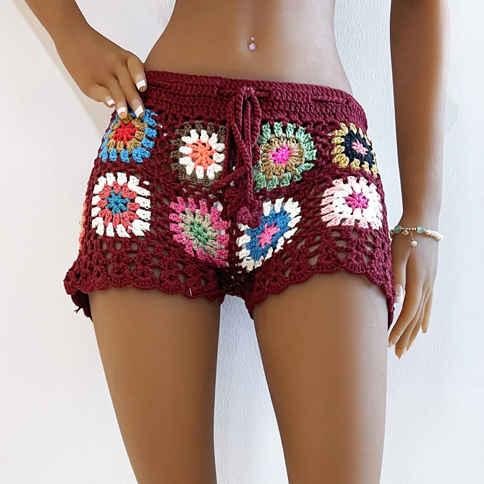 Women Knit Crochet Beach Shorts