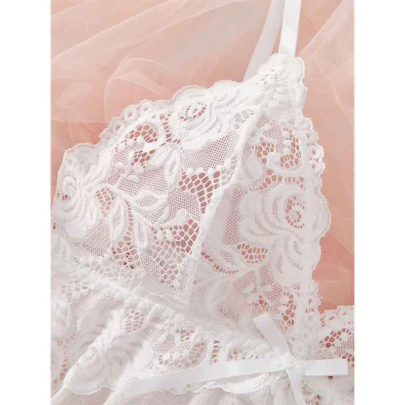 Mia Suspender Lace Thong Set