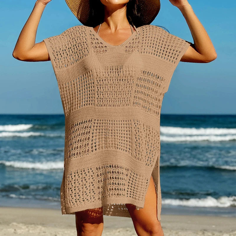 Knitting V-Neck Bikini Cover-Ups